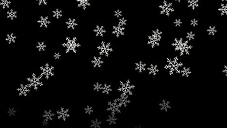 Schneeflocken-überlagern-Den-Winter,-Langsam-Fallender-Schneeeffekt,-Staubpartikel,-Nahtlose-Schleife-Mit-Alphakanal